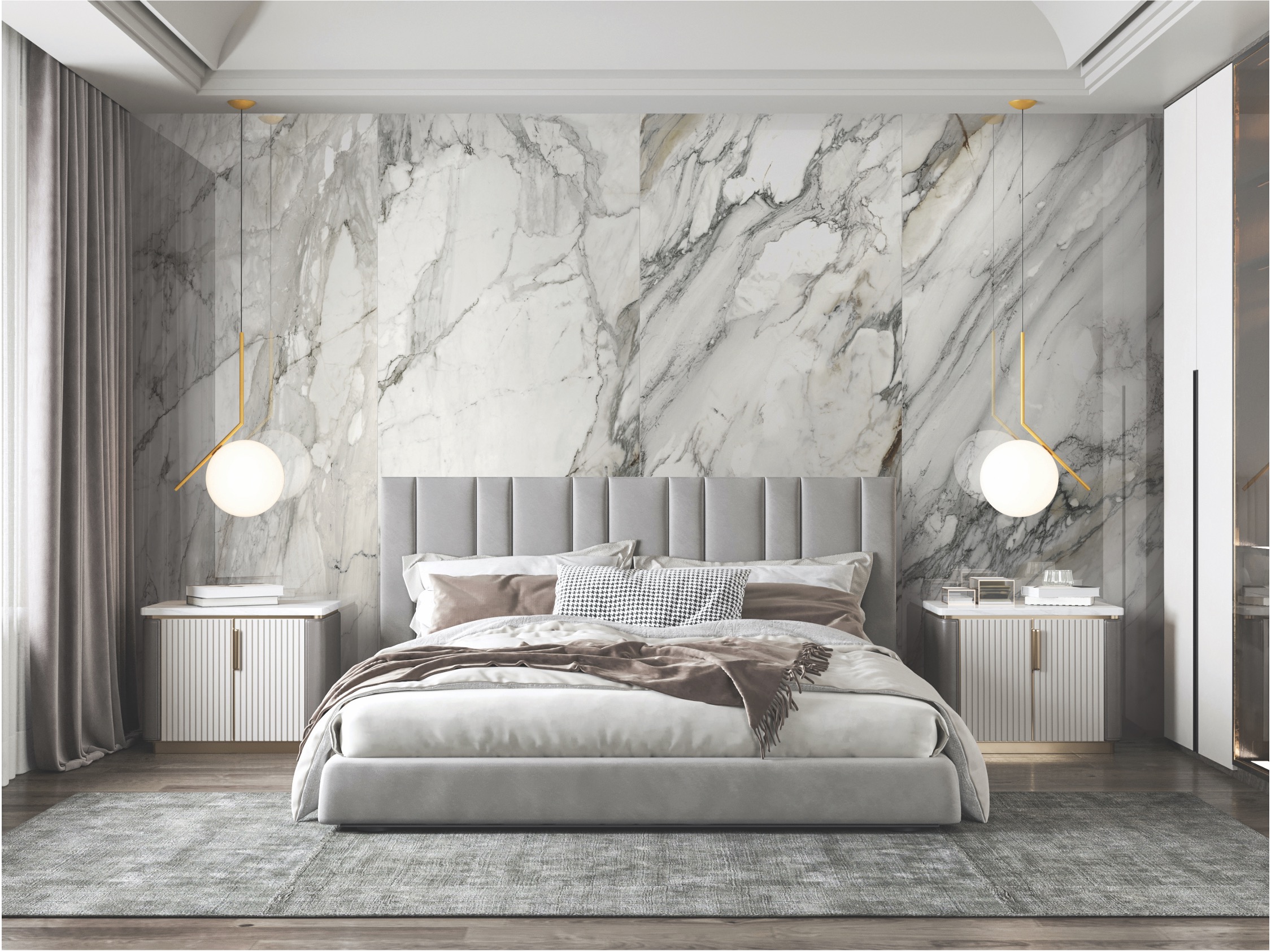 XL Slabs on Wall behind bed 